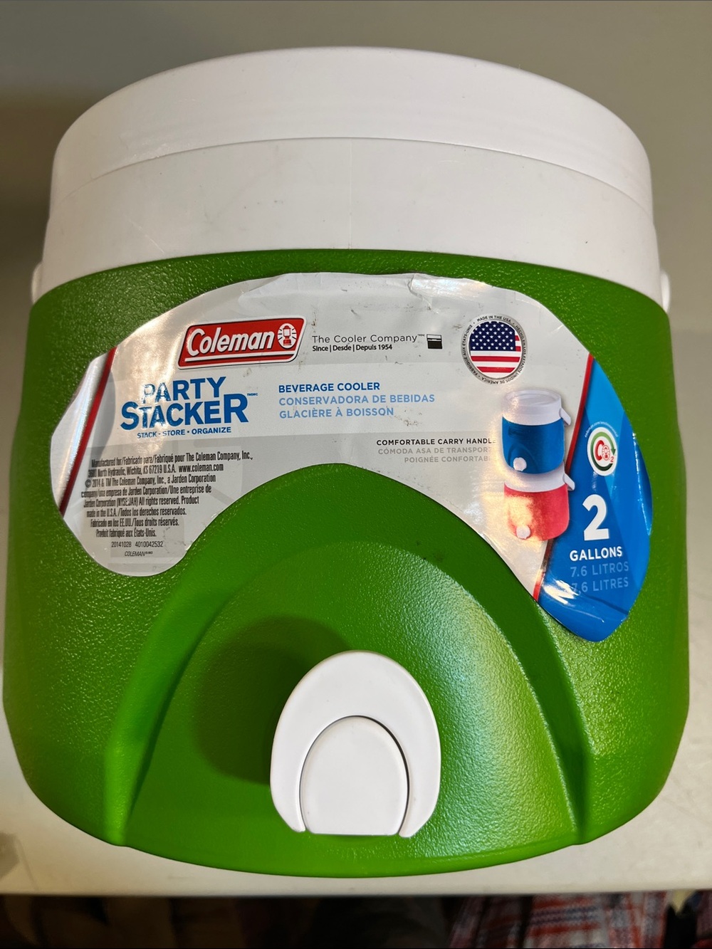 Coleman Green and White Party Stacker Beverage Cooler